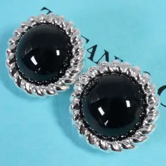 希少 ティファニー オニキス ラウンド ツイスト イヤリング/25-1654S