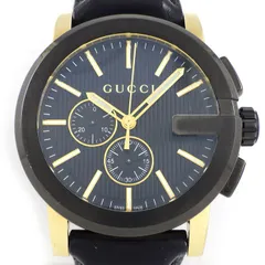 グッチ GUCCI 腕時計 Gクロノ 101.2 ブラック文字盤 クロノグラフ スモールセコンド 夜光針・インデックス レザーベルト SS クオーツアナログ 【中古】のサムネイル