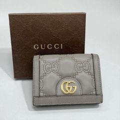 美品 現行✨グッチ 折り財布 マーモント キルティング レザー ベージュ