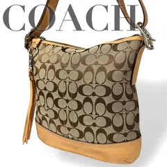 ☆★COACH コーチ★ショルダーバッグ　2WAY　シグネチャー　肩掛け　斜め掛け　チャーム　ロゴ　キャンバス　レザー　ベージュ　タッセル★　♯2077