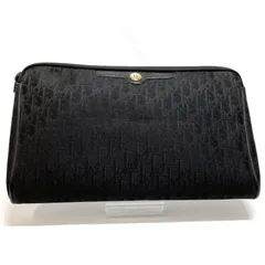 【美品】DIOR  ディオール　クラッチバッグ　トロッター　ブラック　キャンバス　レザー　（55090）