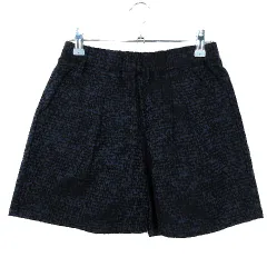 ナノユニバース nano universe パンツ ショート ショーパン タック 薄手 コットン 総柄 S 紺 黒 ネイビー ブラック ボトムス /PIのサムネイル