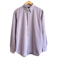 Ralph Lauren ラルフローレン ボタンダウンシャツ チェック柄 長袖シャツ ワンポイントロゴ 刺繍 白×紫 パープル Lサイズ程度 No.J290