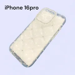 iPhone16pro キルティングケース シンプル ラインストーン 可愛い キラキラ 透明 スマホケース