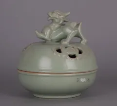 宋 汝窯 青釉 透かし彫り龍文 香薰香炉 清涼寺支釘 磁器 骨董 家居置物