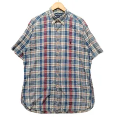 RALPH LAUREN ラルフローレンSS 90s MCMEEL マクミール チェック 半袖シャツ ブルー系 サイズL 正規品 / B4950
