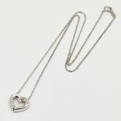 【美品】オープンハートネックレス　ダイヤ付き　0.1ct　SILVER　シルバー925