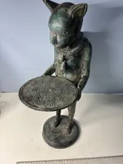稀少品 オブジェ 皿持ち猫 バリネコ 猫 バリ猫 ブロンズ像