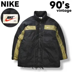 90s ヴィンテージ 銀タグ ナイキ NIKE WHITE SPORT DOWN ダウン ジャケット ウィンドブレーカー ナイロン ジャンパー ジップアップ 100 ブラック x オリーブ スポーツ アウトドア