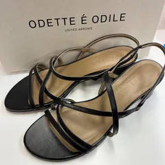 ★未使用★ ODETTE E ODILE オデットエオディール アシンメトリークロスサンダル 23.5cm ブラック 【6f1d8692】