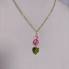 ネックレス ハート クリスタル ピンク ゴールド