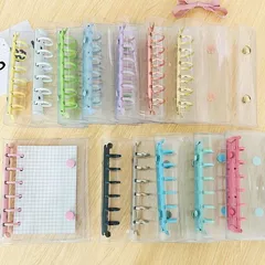 【ステッカー1枚プレゼント】シール帳 台紙10枚付き 透明　A7 6穴 クリアバインダー　手帳　シール交換　シールやタイルシール、おはじきシール等、厚みのあるシール用リフィル付き