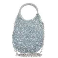 新品同様 アンテプリマ スタンダード ラウンド 縦型 スモール ワイヤーバッグ PVC シルバー 2wayハンドバッグ 1146 ANTEPRIMA