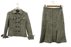 23区 オンワード樫山 スカートスーツ セットアップ ジャケット ツイード グレー系 ホワイト系 膝丈 38 36 アウター ボトムス