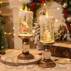 クリスマス飾り クリスマス LED キャンドル ライト サンタクロース スノーマン クリスタルランプ オーナメント 2個セット インテリア 飾り おしゃれ 置物 北欧 サンタクロース 雪だるま