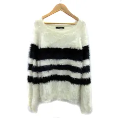 ローズバッド ROSE BUD シャギーニット セーター 長袖 ラウンドネック ボーダー柄 F マルチカラー オフホワイト /YS11