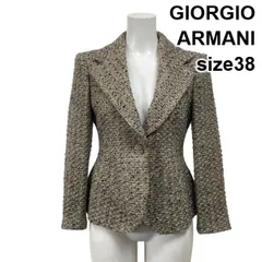 ●◆ ジョルジオアルマーニ GIORGIO ARMANI ツイードジャケット テーラード ウール 絹 アルパカ モヘア 38 M 9号 レディース S5X469