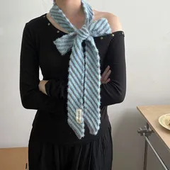 Y2K ボーダー マフラー 細マフラー