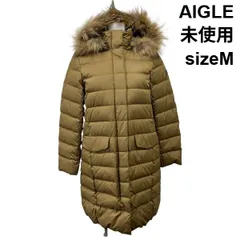 ■ 未使用 エーグル AIGLE ダウンジャケット コート アウター ロング 長袖 ファー キャメル ベージュ ダウン M 9号 レディース S5X490