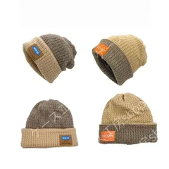 冬用保暖ニットハット メンズレディース 大頭囲 正逆反転 紫灰カラー スタイル帽子