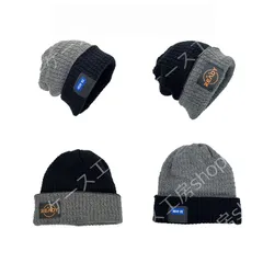 正逆反転可能 冬用防寒ニットハット メンズレディース 大頭囲 紫灰撞色 ストリート風