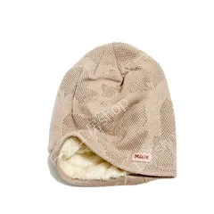 冬用加絨ニットハット メンズレディース アメリカンスタイル 透かし編み柄 厚手防寒 耳かけ防? 包?スラウチビーニー
