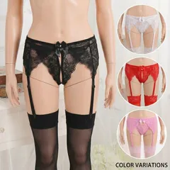 ガーターベルト ストッキング付き2点セット 下着セット セクシーランジェリー コスプレ シンプル可愛い過激女装エロ ロリータ 大きいサイズ ブラック黒ホワイト白レッド赤ピンク コスチューム 股割れ ニーハイソックス ニーソ ハイソックス★2