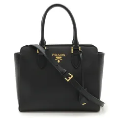 PRADA プラダ　ハンドバッグ　ゴールドロゴ サフィアーノレザー　ブラック PRADA プラダ SAFFIANO ハンドバッグ トートバッグ 2WAY ショルダー