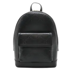 GUCCI グッチ GGエンボス バックパック リュックサック デイパック レザー ブラック 黒 シルバー金具　658579