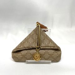 【Bランク】　CELINE     セリーヌ　コインケース　小銭入れ     PVCレザー　ブラウン　マカダム柄　フリンジ（55097）