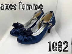 axes femme アクシーズファム お花コサージュ付きパンプス 紺 M 23.5cm L24.5cm 未使用品 上品で華やかなデザインが魅力 結婚式や発表会・パーティー・お呼ばれなどフォーマルシーンに映える大人可愛いネイビーカラーパンプス