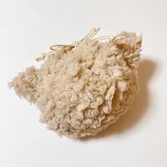 ハンドメイド　ボア巾着　ねこ耳　ベージュ
