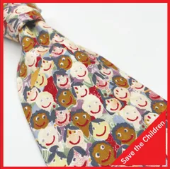 ✱Save the Children（セーブ・ザ・チルドレン）✱笑顔の子供たち柄 ネクタイ チャリティ カラフル 珍しいデザイン パーティー