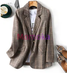 テーラードジャケット レディース チェック ジャケット 春 秋冬 グレンチェック ミディアム スーツ ママ フォーマル オフィス 30代 40代114477