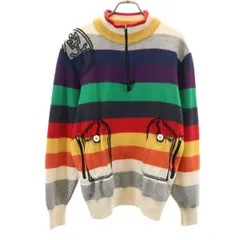 Castelbajac sport カステルバジャックスポーツ 日本製 ボーダー柄 長袖 ハーフジップ ニット 4 マルチ セーター レディース 古着