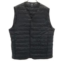 UNIQLO ユニクロ ウルトラライト ダウンベスト XL チャコールブラック 収納袋付き メンズ 古着