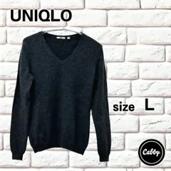 UNIQLO ユニクロ Vネックニット カシミヤ100% ダークグレー サイズL