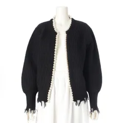 マディソンブルー 24年 ウール パール ダメージ加工 フリンジ ニット カーディガン トップス MB224-8012 ブラック 01 (S)【中古】