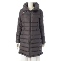 モンクレール フラメッテ ロゴ ロング ダウンジャケット フード付き アウター グレー 1【中古】