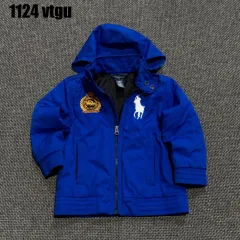 ポロラルフローレン キッズ ブルー フード ウィンドブレーカー 4/4T 1124