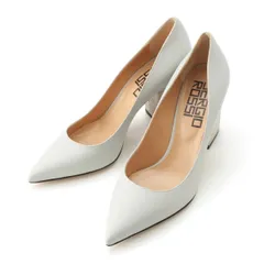 セルジオロッシ レザー ポインテッドトゥ ヤンキーヒール パンプス A89200 ライトブルー 38【中古】