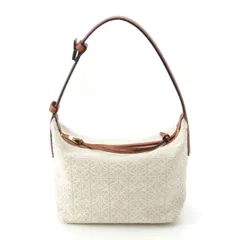 ロエベ キュービィバッグ スモール  レザー アナグラムジャガード ロゴ ワンショルダー ハンドバッグ A906K75X21  エクリュ タン【中古】