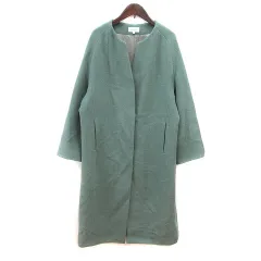 アナトリエ ANATELIER ノーカラーコート ウール 総裏地 38 緑 グリーン /MS