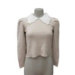 トランテアン ソン ドゥ モード 31 Sons de mode ニット カットソー 刺繍 長袖 36 ベージュ 白 ホワイト /MS