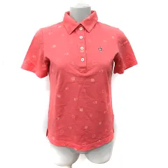 マンシングウェア MUNSINGWEAR ポロシャツ 鹿の子 半袖 総柄 M 赤 レッド /YI