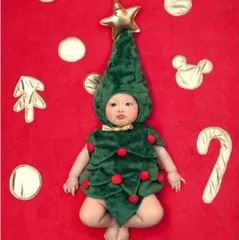 ベビー服 新生児 赤ちゃん 着ぐるみ コスチューム ツリー 写真撮影用 子供仮装 クリスマスツリー サンタ コスプレ 誕生記念 寝相アート 男の子 女の子 3-12ヶ月