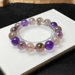 レア EU製★スーパーセブン★パワーストーン ブレスレット 天然石 綺麗 お守り ギフト 　12.9-13.7mm　ZZ1716