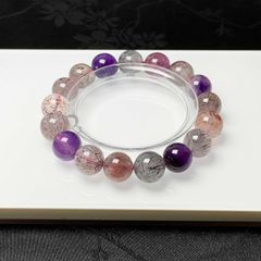 一点物 天然石 ハンドメイドブレス ピンクパープル スーパーセブン