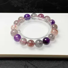 夢色 EU製★スーパーセブン★パワーストーン ブレスレット 天然石B 綺麗 お守り ギフト  11.9-12.8mm ZZ1717