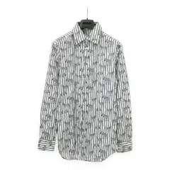 ETRO エトロ Yシャツ ワイシャツ 長袖シャツ ストライプ ゼブラプリント シマウマ コットン ポリウレタン ホワイト ブラック #37 アウトレット品